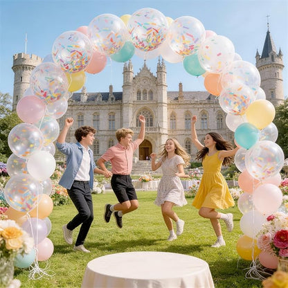 Rainbow Confetti Balloons, 12 Inch Multicolor Candyland Ice Cream Sprinkle - Image 7