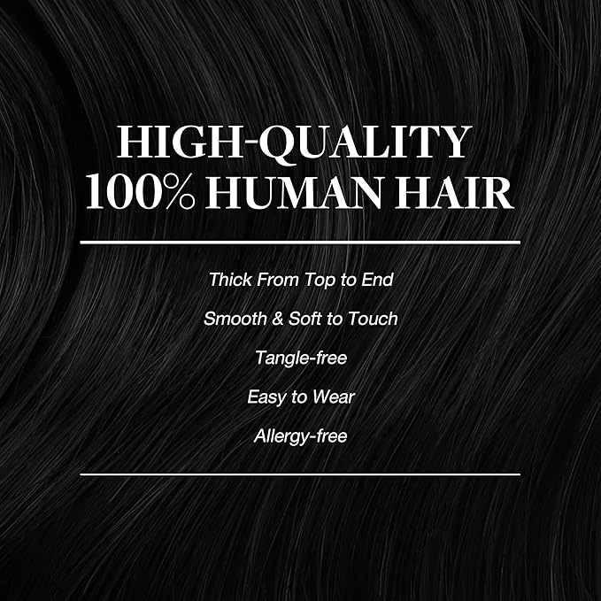 GOO GOO Clip in Hair Extensions Real Human Hair, Remy Human Hair Extensions Clip ins for Women, Natural Human Hair, 20inch 150g 9Pcs, 1 Jet black