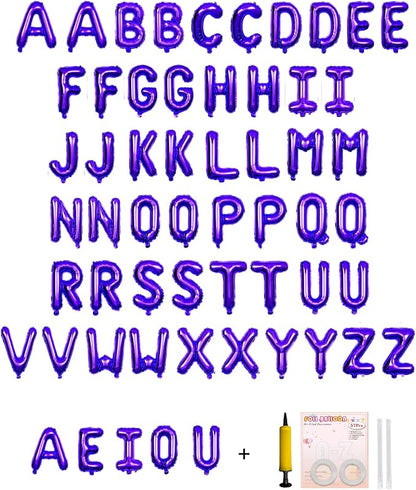 58 PCS Letter Balloons Alphabet Letters 2 Sets A- Z & 1 Sets AEIOU 16 by buynow