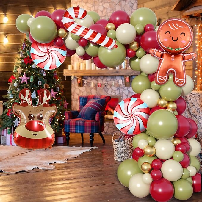 Christmas Balloon Garland Arch Kit, Gingerbread Man Windmill Foil Balloons - Image 4