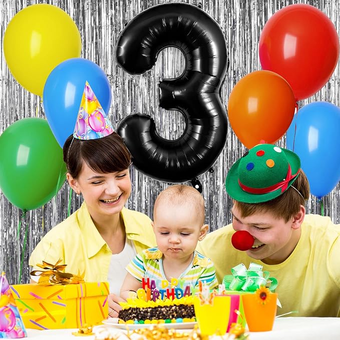 Black Number 3 Balloons 40 Inch Large Foil Balloons, Giant Number Balloon - Image 6