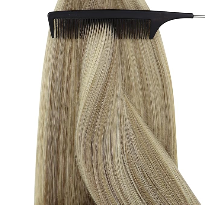 YoungSee Utip Hair Extensions Human Hair Balayage Light Brown Ombre Platinum Blonde U Tip Keratin Hair Extensions for Natural Looking Ktips Extension Real Human Hair Ombre Silky Straight 16In 1G/S 50G