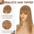 Rich Choices Real Human Hair Toppers for Women With Bang 100% Remy Human Hair Topper for Thinning Hair Clip in Silk Base Hair Topper 12 Inch #6 Light Brown