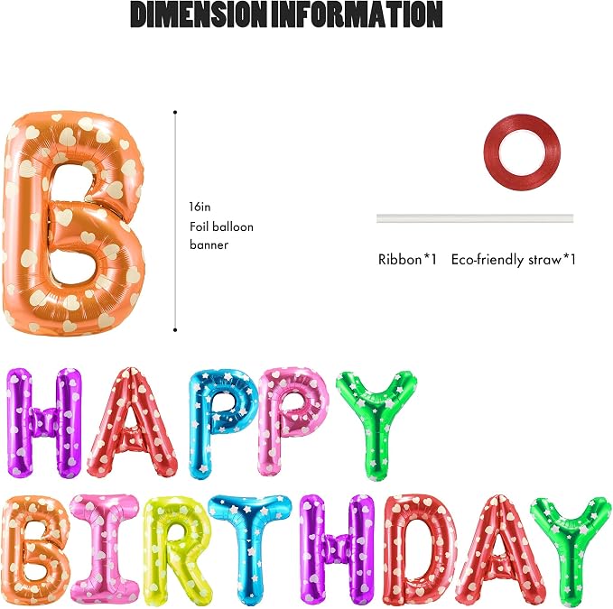 CANREVEL Happy Birthday Banner Decorations + 12Pcs Balloons, - Image 3