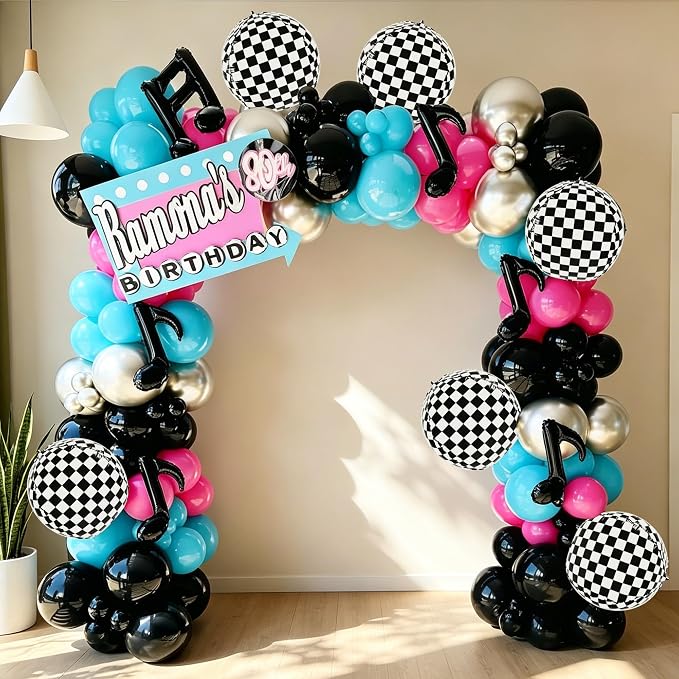 6 Pcs 4D Checkered Balloons, 22 Inch Black White Checkerboard Foil Balloons | - Image 6