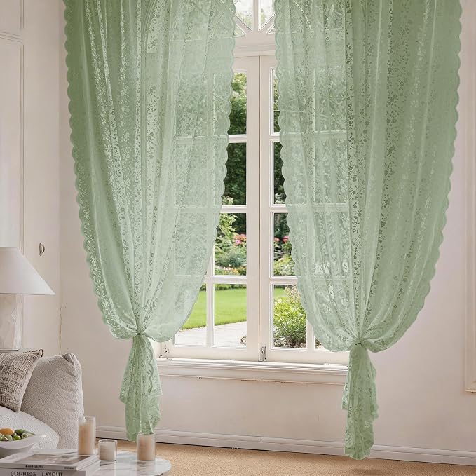 Anmao Vintage Lace Sheer Curtains 45 Inches Long - Image 7