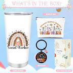 Keluna Social Worker Gifts for Women - Thank You Appreciation Gifts for Social Worker, Keychain Makeup Bag Tumber Mug Set