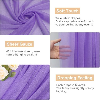 Wedding Arch Draping Fabric Backdrop 3 Panels, Lavender Purple | 28.7"x20FT - Image 2