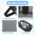 Bremorou 1 Pcs Small Mesh Shower Bag Black Gym Toiletry Bags Portable Rectangle Bathroom Travel Organizer Quick-Dry Shower Meshes Bag Women Men Bathroom Camping Travel Dorm College Gifts 25×11 ×16 cm