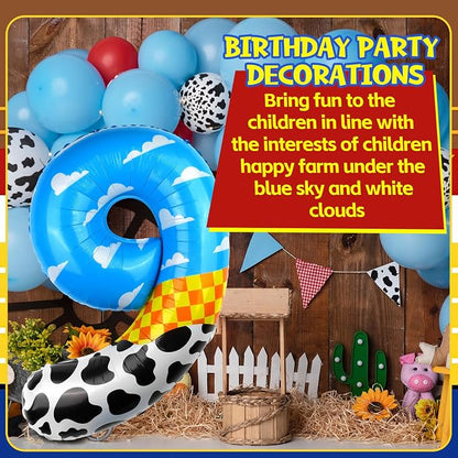 40 Inch Number Balloon 9 Blue Clouds Cartoon Story Balloons Toy Inspired Story - Image 4