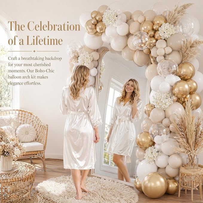 KARLURE White and Gold Balloons Arch Kit Garland - Image 8