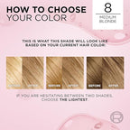 L'Oreal Paris Excellence Crème Permanent Hair Dye, Triple Care Hair Color with Pro-Keratine Complex for 100% Gray Hair Coverage, 8 Medium Blonde, 1 Kit