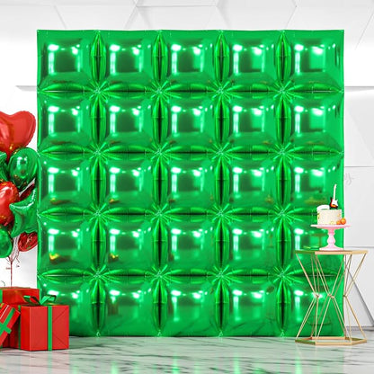 NISOCY 25PCS Metallic Green Square Foil Balloons Wall Backdrop | Double Sided by NISOCY