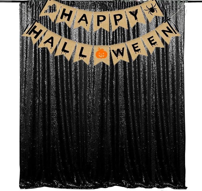 JYFLZQ Black Sequin Backdrop Curtains 6ft x 8ft 1 Panel Halloween Backdrop by JYFLZQ