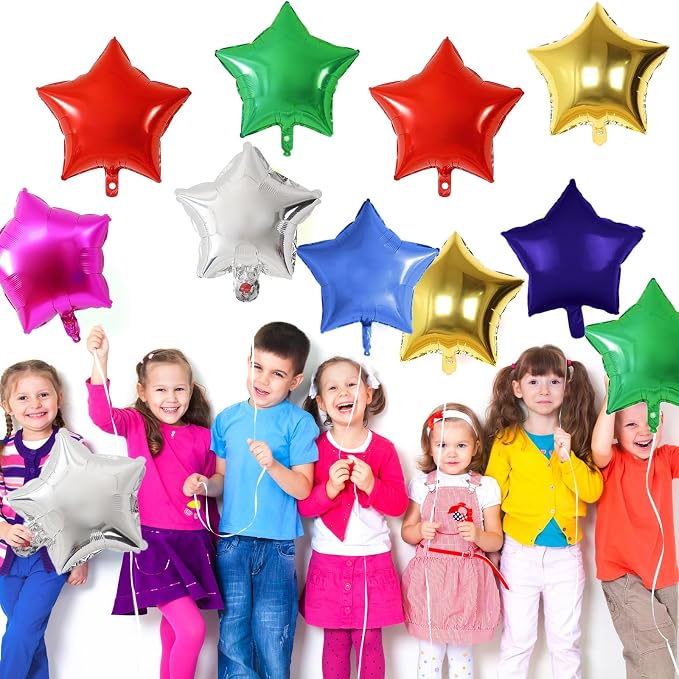 Colorful Star Foil Balloons, 18 Inch 14 Pcs Mixed Stars Shape Mylar Helium - Image 5