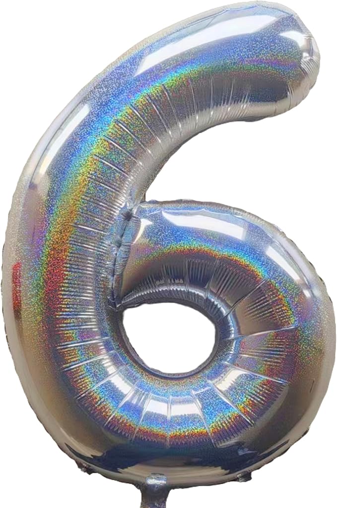 Jonhamwelbor 40 Inch Laser Silver Number 6 Balloon Foil Mylar Giant Balloon by Jonhamwelbor