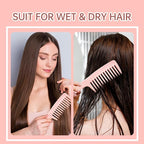 RHOS 3 Pieces Hair Comb Set for Women,Men-Wide Tooth Comb,Fine Tooth Rat Tail Comb,Medium Tooth Comb-Detangling Hair Combs for All Hair Types,Hair Styling Comb Set(Pink)