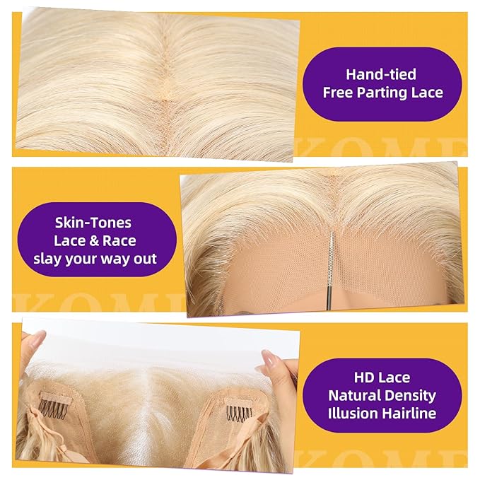Light Blonde Synthetic Lace Front Wig,13×6 Curly Glueless Wigs for Women Daily Use 22IN（#R10119）