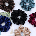 IVARYSS Extra Large Scrunchies for Women's Thick Hair, Premium Velvet Soft Jumbo Scrunchy, XL 6 inch Big Elastic Band Hair Accessories, 4 Pack, Dark