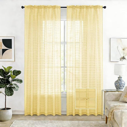 SpaceDresser Check Sheer Curtains 108 Inches Long by SpaceDresser