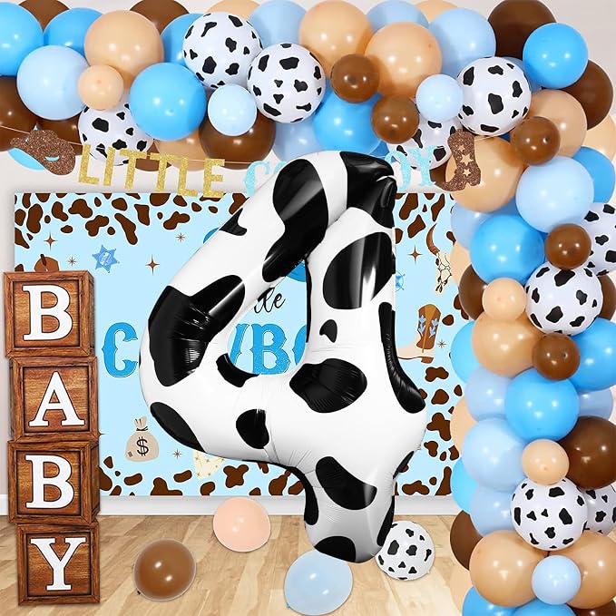 Cow Print Number Balloon 40 Inch Cow Print Number 4 Balloon Cowgirl Theme - Image 4