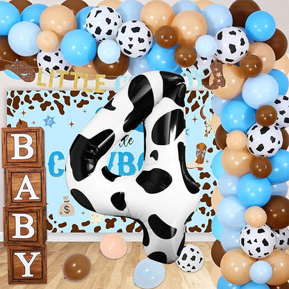 Cow Print Number Balloon 40 Inch Cow Print Number 4 Balloon Cowgirl Theme - Image 4
