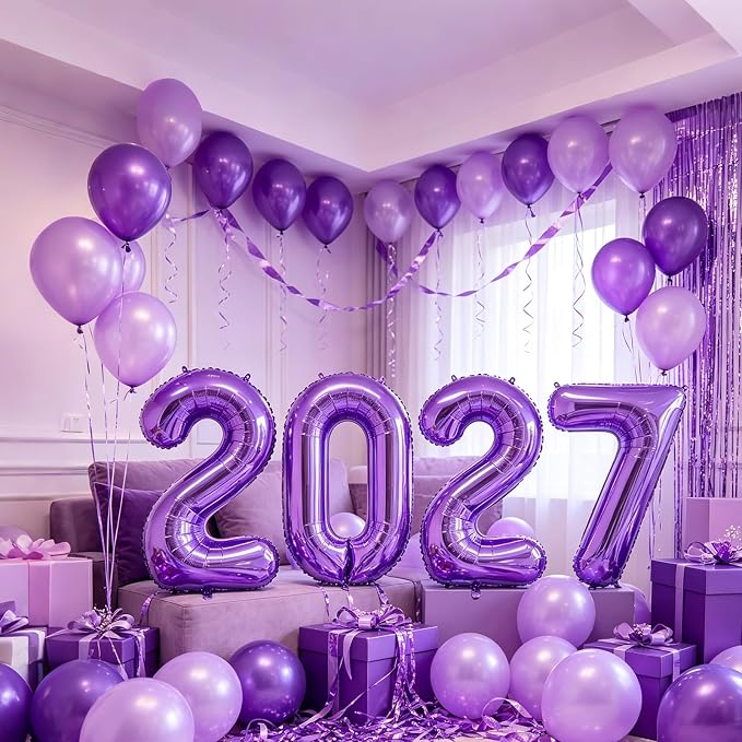 10 Pcs Number Balloons 32 Inch Purple 0-9 Number Mylar Foil Balloons Purple - Image 5