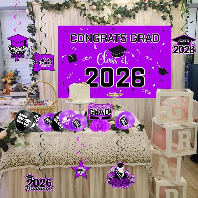 Graduation Decorations 2026 Purple Themed Set - Image 8