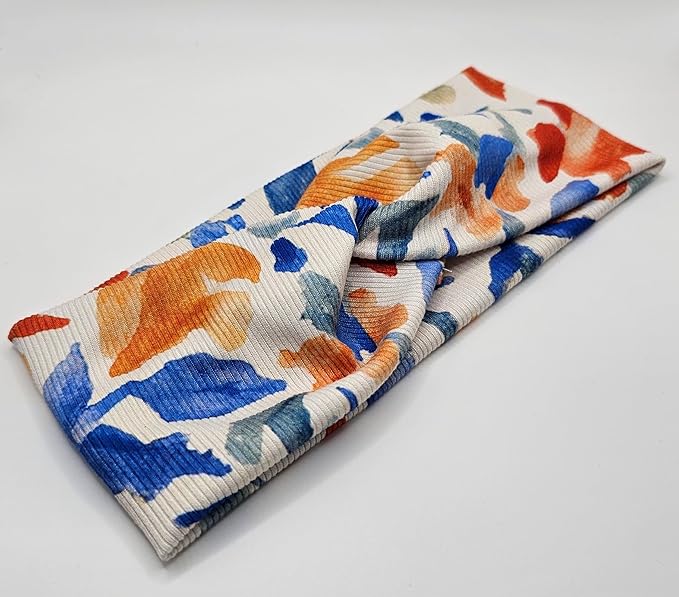 Soft Stretchy Headband, 3-in-1 Versatile Twist Style, One-Piece (Rusty Blues Floral, Adult)