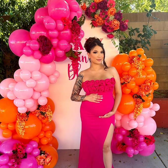 Pink and Orange Balloon Arch Kit, Hot Pink Orange Peach Garland Balloon - Image 6