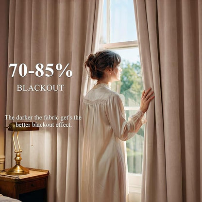 Blush Beige Velvet Curtains for Nursery Girls Room, Privacy Window Drapes - Image 3