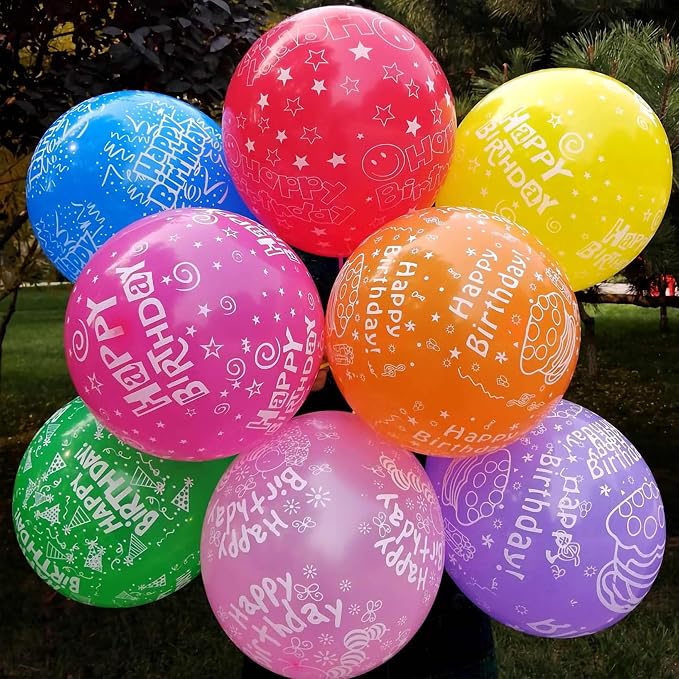 100 Pcs 12 Inch Printed "HAPPY BIRTHDAY" Colorful Latex Balloons - Image 4