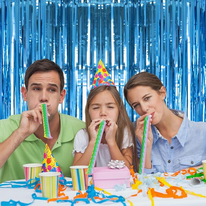 2 Pack Lake Blue Foil Fringe Curtains Tinsel Backdrop, 3.2Ft x 8.2Ft Metallic - Image 5