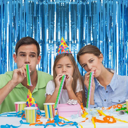 2 Pack Lake Blue Foil Fringe Curtains Tinsel Backdrop, 3.2Ft x 8.2Ft Metallic - Image 5