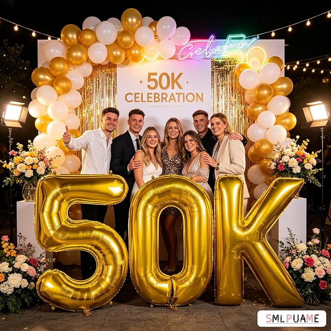 40 Inch Gold Number 50 Balloons, 50th Birthday Party Decorations | Large Self - Image 2