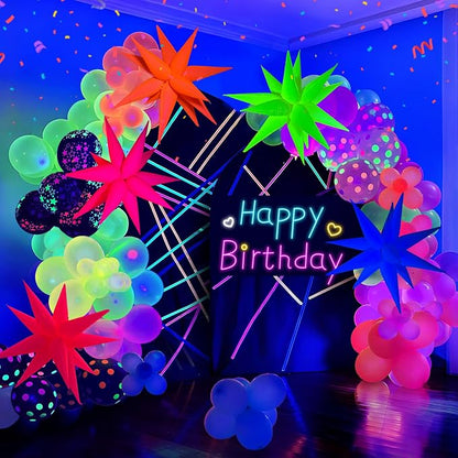 GYIPFIPA UV Neon Balloons, Glow in the Dark Party Supplies Neon Foil Explosion by GYIPFIPA
