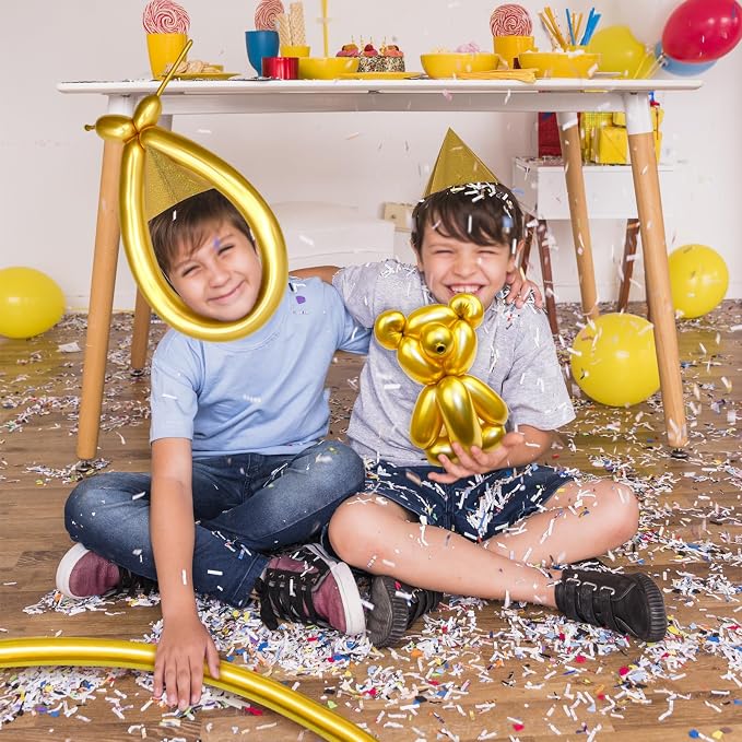 Metallic Gold Long Balloons Premium 260 Twisting Animals Magic Balloons - Image 6