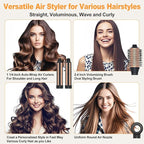 Hair Styler Hair Dryer Brush - 110,000 RPM High-Speed Hot Air Styler,Multi Stylers with Auto-Wrap Curler, Professional Blow Dryer Brush for Fast Curling Volumizing Styling (Black-Caramel)