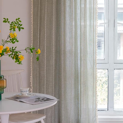 Boho Embroidery Striped Country Farmhouse Curtains - Image 6