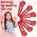 20 Pcs Red Metal Snap Fruit Hair Clips, Cute Strawberry Hair Accessories, Alligator Hairs Clips Red Metal Fruit for Girls, Women, Kids