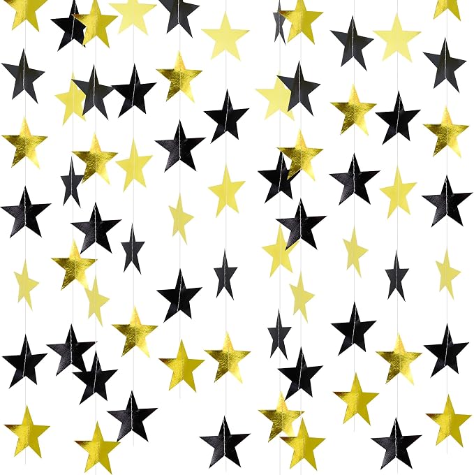 BEISHIDA Black Gold Star Garland Decor Twinkle Star Banner Backdrop 2026 by Beishida