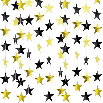 BEISHIDA Black Gold Star Garland Decor Twinkle Star Banner Backdrop 2026 by Beishida