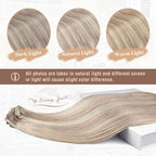 Ve Sunny Clip in Hair Extensions Real Human Hair Ash Blonde Highlight Bleach Blonde Hair for Women Hair Extensions Clip ins Long Double Weft 120g 24inch 7pcs