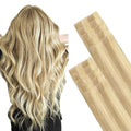 GOO GOO Invisi Edge Tape in Hair Extensions Human Hair, 18D/22F Dirty Blonde Highlights, 10pcs 20inch 30g, Virgin Remy Hair, Seamless Injected Tape, Natural Look
