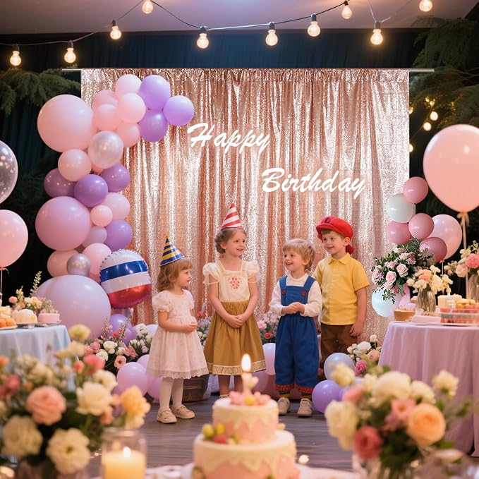 SquarePie 20x10ft Rose Gold Sequin Backdrop, High Density Non-Transparent - Image 4