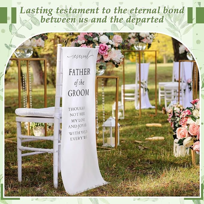 HunnmingRe Father of the Groom Wedding Memorial Reserved Chair Sign Banner in - Image 6