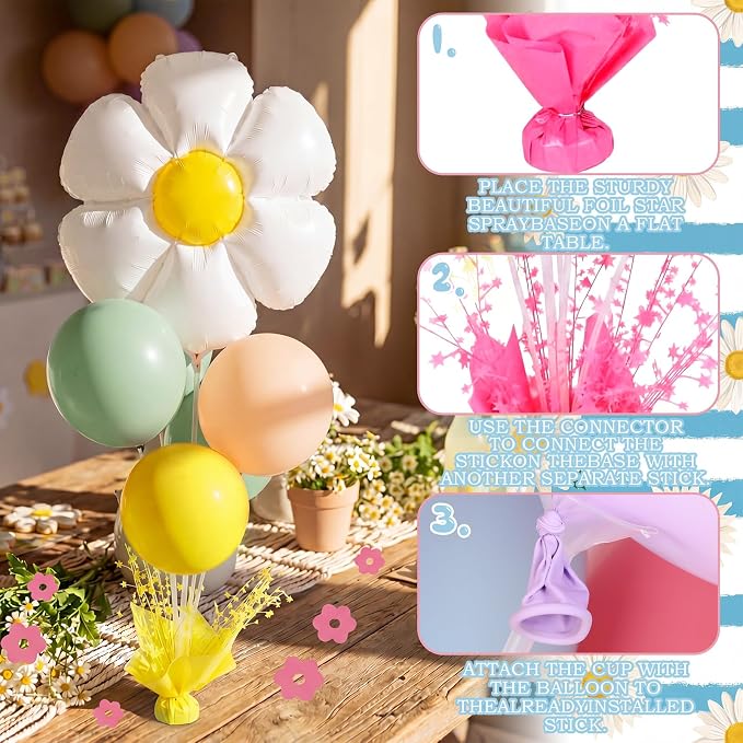 Civaner Daisy Party Balloons Stand Kit 6 Sets - Image 5