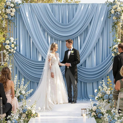20ftx10ft Dusty Blue Sequin Backdrop Curtain - Image 3