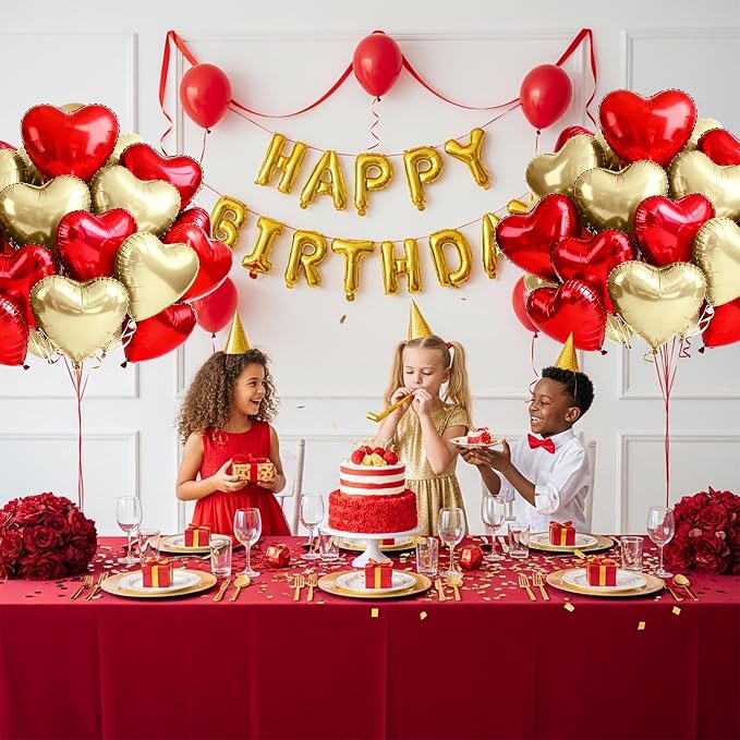 TONIFUL 30Pcs Red Champagne Heart Balloons 18Inch Heart Shape Foil Balloons | - Image 5