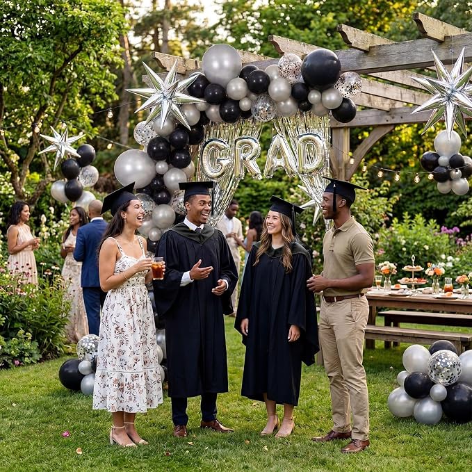 Capoda 148 Pcs Black and Silver Balloon Garland Arch Kit Modern Party Birthday - Image 6